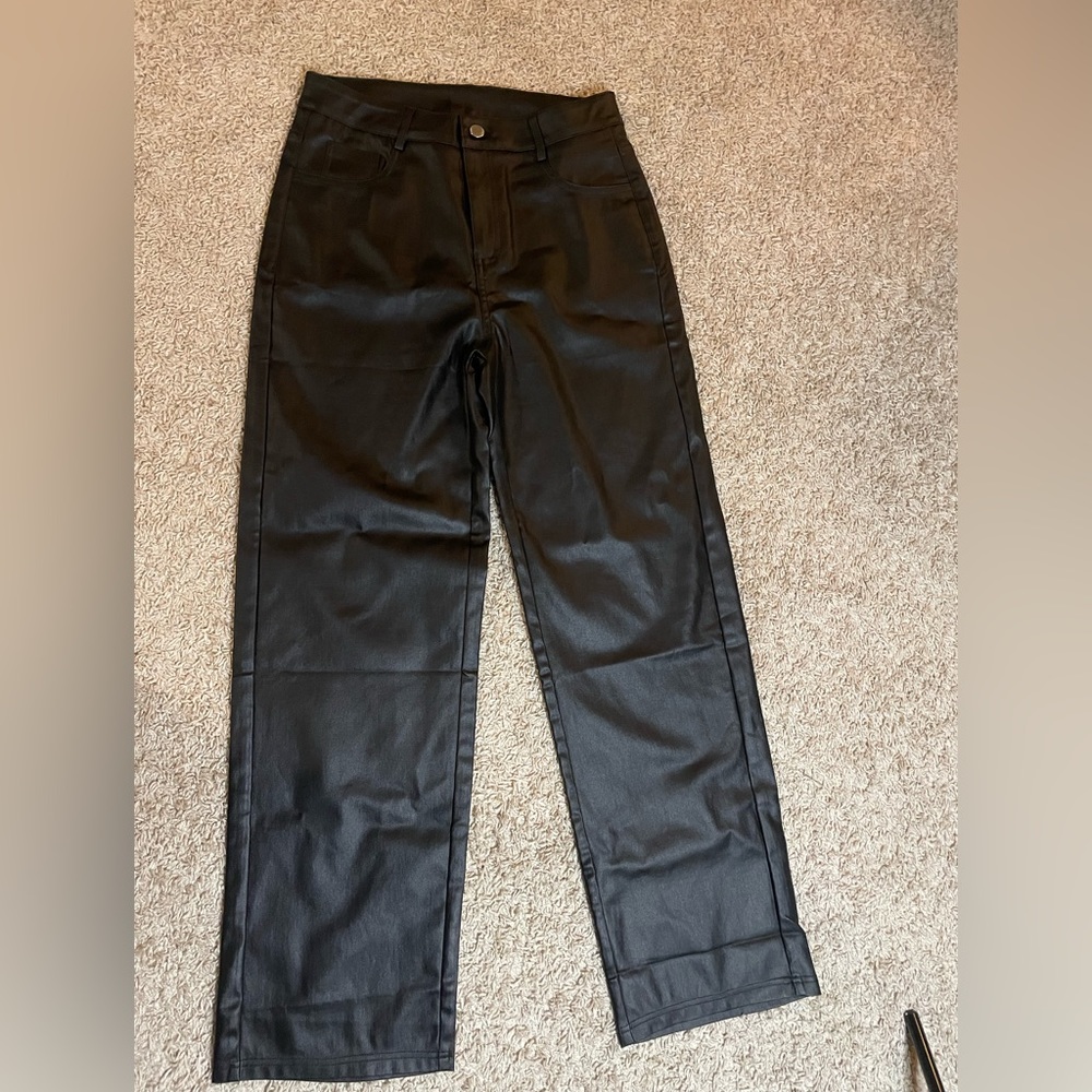 Boot cut leather pant.